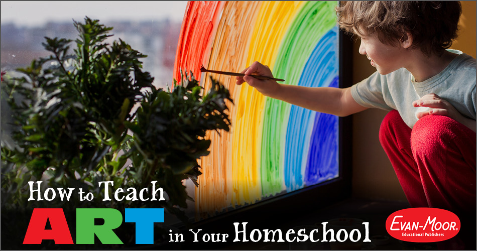 A homeschooled child painting a rainbow