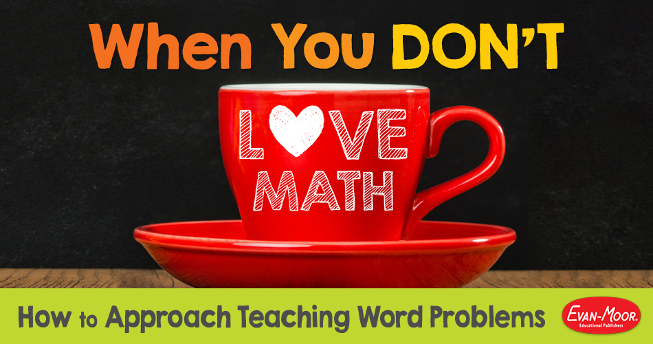 Red coffee cup with white text about teaching word problems